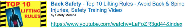 Back Safety Top 10 rules